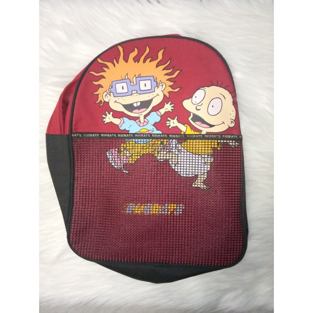 VTG 1999 Nickelodeon Rugrats Red Mini Backpack Chuckie and Tommy *READ*